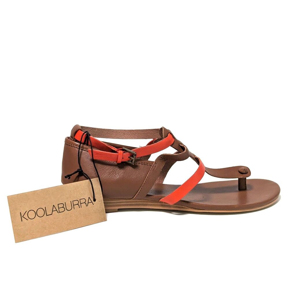 Koolaburra by UGG Dani Gladiator Sandals 10 Leather Earthy Boho Chic Tan Orange
